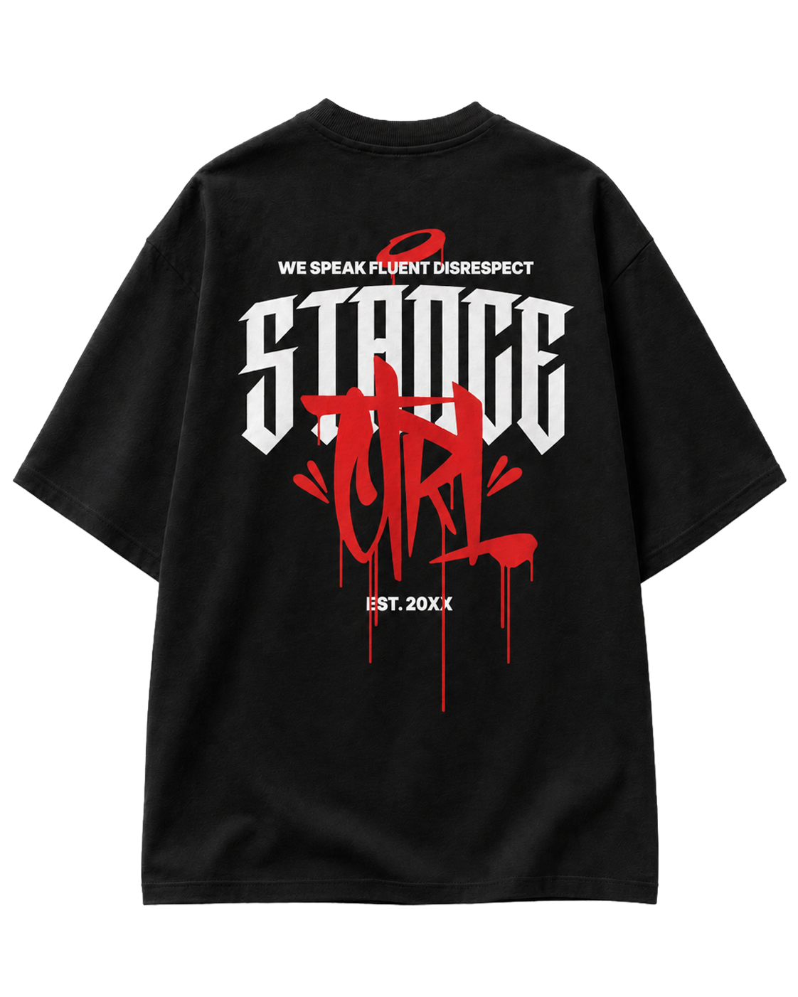 'Tagged' Oversized T-Shirt - Black