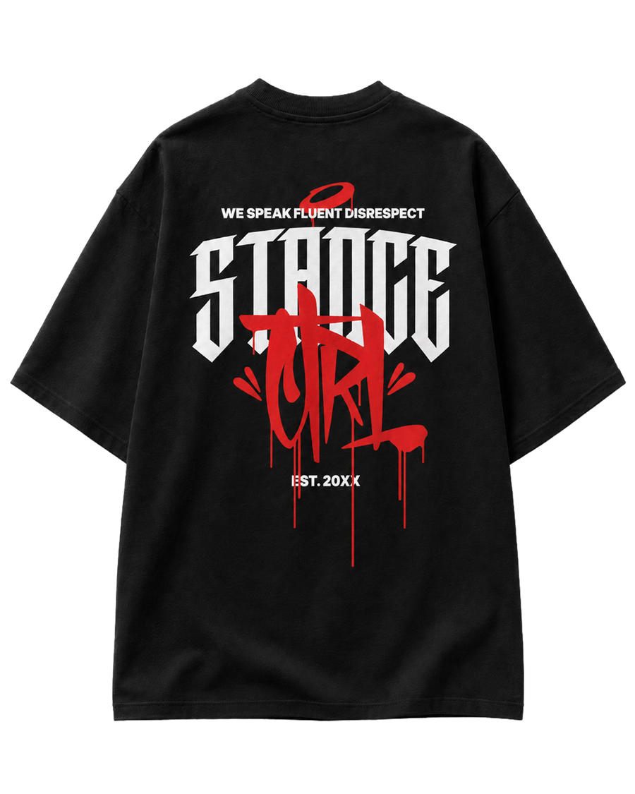 'Tagged' Oversized T-Shirt - Black